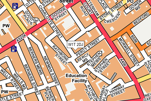 W1T 2DJ map - OS OpenMap – Local (Ordnance Survey)