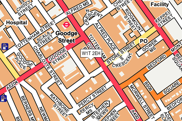 W1T 2EH map - OS OpenMap – Local (Ordnance Survey)