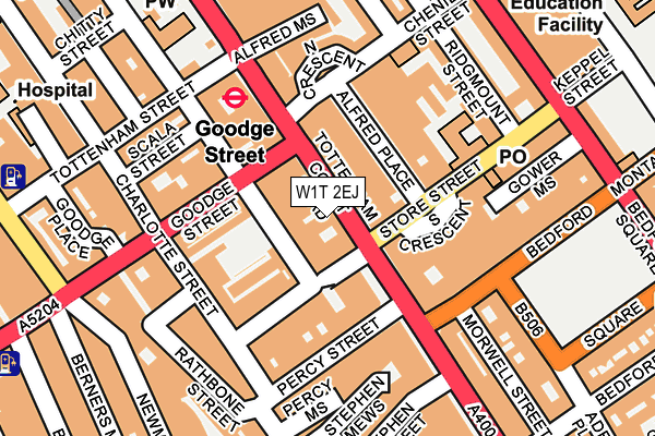 W1T 2EJ map - OS OpenMap – Local (Ordnance Survey)