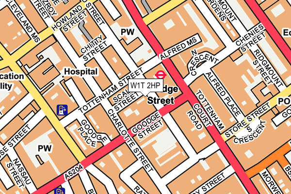 W1T 2HP map - OS OpenMap – Local (Ordnance Survey)