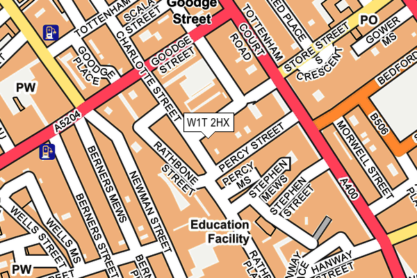 W1T 2HX map - OS OpenMap – Local (Ordnance Survey)