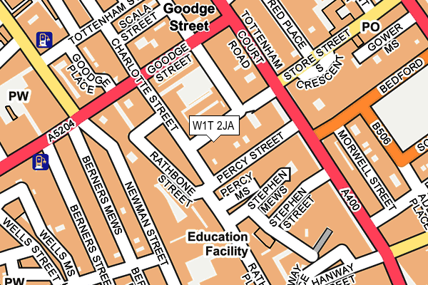 W1T 2JA map - OS OpenMap – Local (Ordnance Survey)