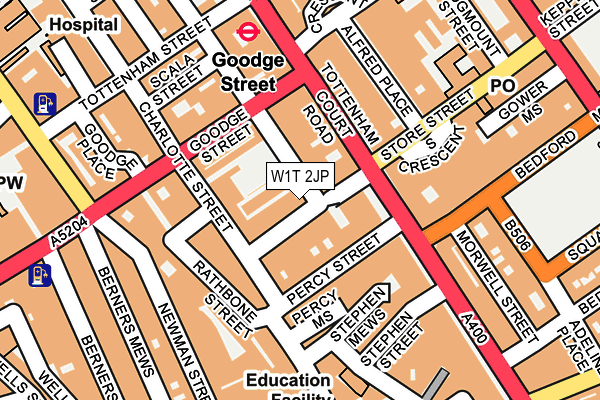 W1T 2JP map - OS OpenMap – Local (Ordnance Survey)