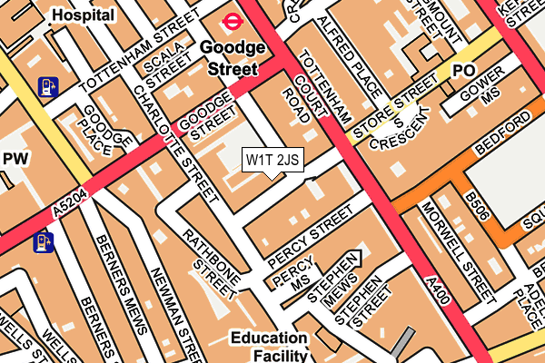 W1T 2JS map - OS OpenMap – Local (Ordnance Survey)