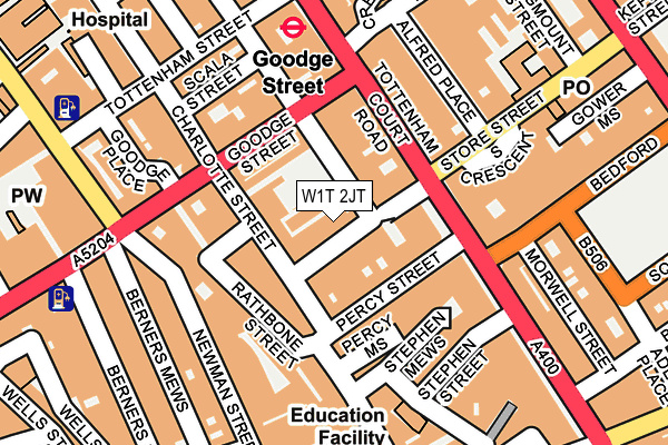 W1T 2JT map - OS OpenMap – Local (Ordnance Survey)