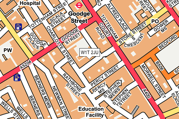 W1T 2JU map - OS OpenMap – Local (Ordnance Survey)