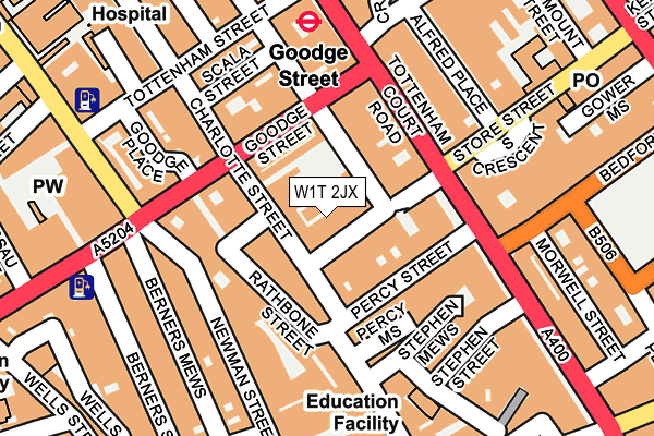 W1T 2JX map - OS OpenMap – Local (Ordnance Survey)