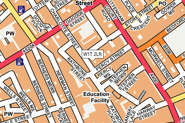 W1T 2LR map - OS OpenMap – Local (Ordnance Survey)