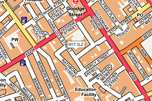 W1T 2LZ map - OS OpenMap – Local (Ordnance Survey)