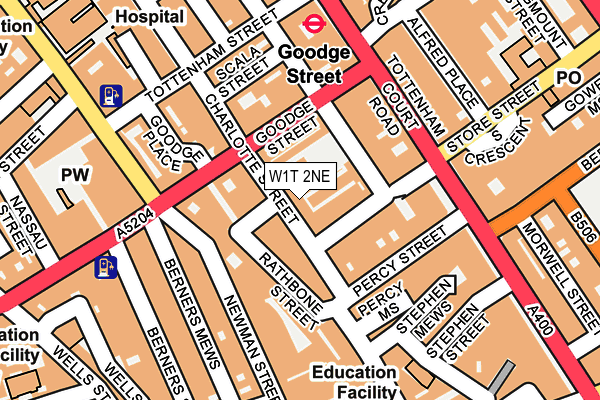 W1T 2NE map - OS OpenMap – Local (Ordnance Survey)