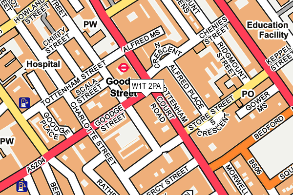 W1T 2PA map - OS OpenMap – Local (Ordnance Survey)