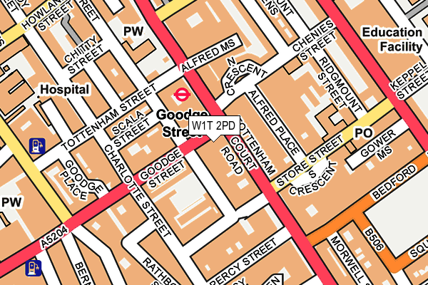 W1T 2PD map - OS OpenMap – Local (Ordnance Survey)