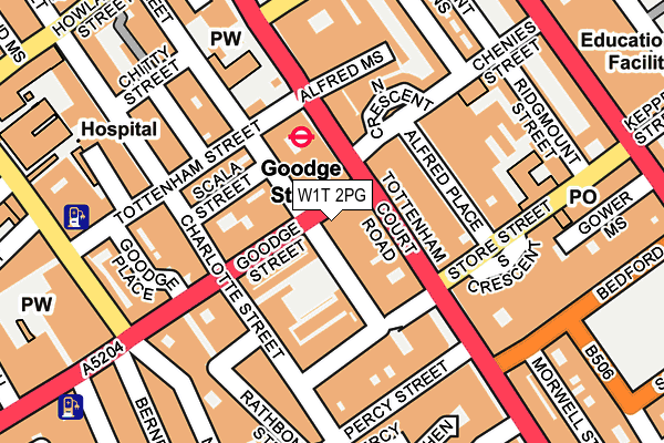 W1T 2PG map - OS OpenMap – Local (Ordnance Survey)