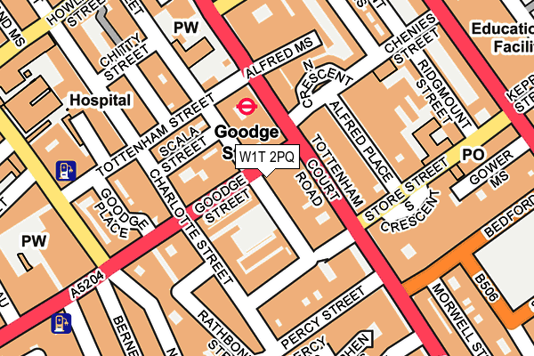 W1T 2PQ map - OS OpenMap – Local (Ordnance Survey)