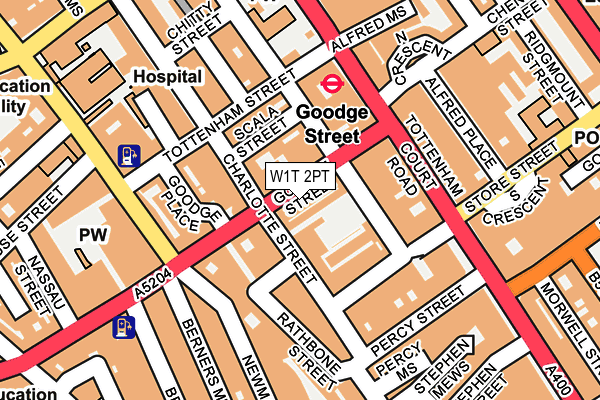 W1T 2PT map - OS OpenMap – Local (Ordnance Survey)