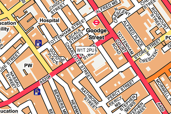 W1T 2PU map - OS OpenMap – Local (Ordnance Survey)