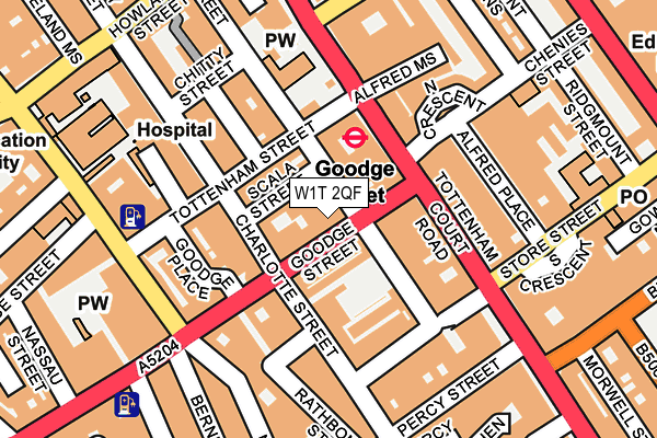 W1T 2QF map - OS OpenMap – Local (Ordnance Survey)