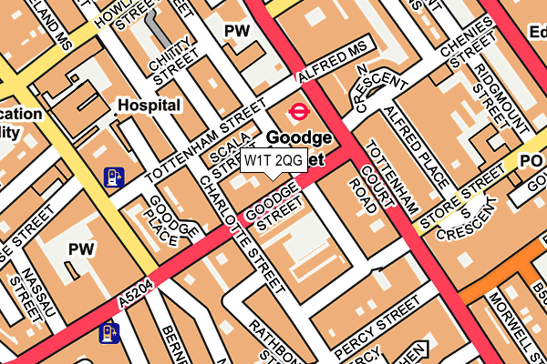 W1T 2QG map - OS OpenMap – Local (Ordnance Survey)