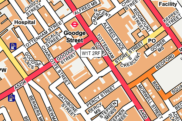 W1T 2RF map - OS OpenMap – Local (Ordnance Survey)