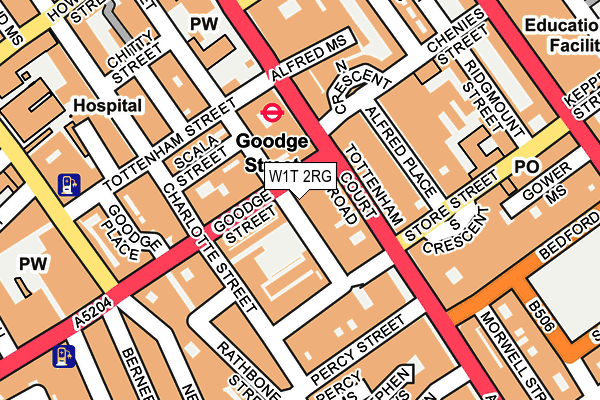 W1T 2RG map - OS OpenMap – Local (Ordnance Survey)