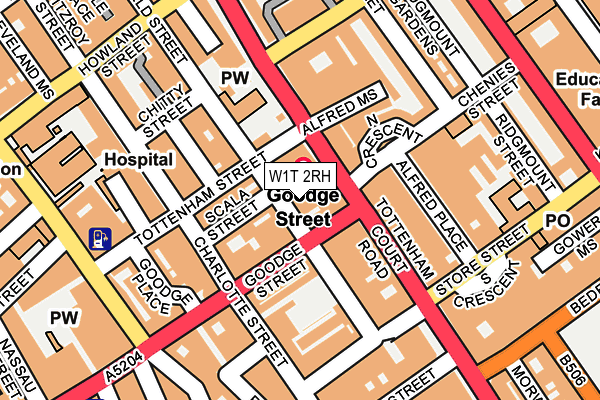 W1T 2RH map - OS OpenMap – Local (Ordnance Survey)