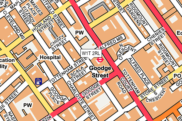 W1T 2RL map - OS OpenMap – Local (Ordnance Survey)