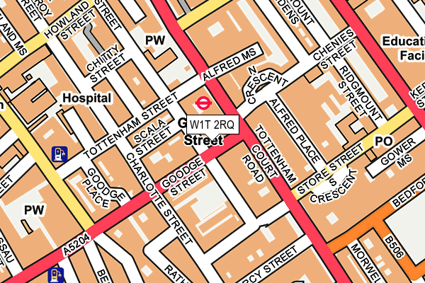 W1T 2RQ map - OS OpenMap – Local (Ordnance Survey)