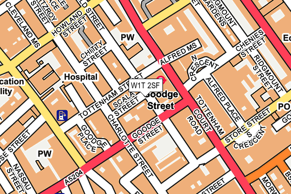 W1T 2SF map - OS OpenMap – Local (Ordnance Survey)