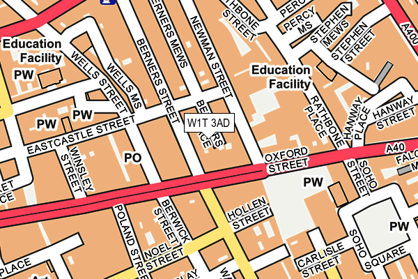 W1T 3AD map - OS OpenMap – Local (Ordnance Survey)