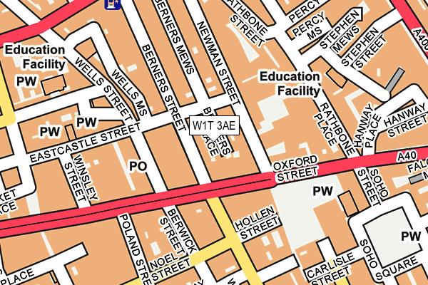 W1T 3AE map - OS OpenMap – Local (Ordnance Survey)