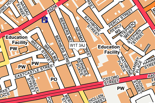 W1T 3AJ map - OS OpenMap – Local (Ordnance Survey)