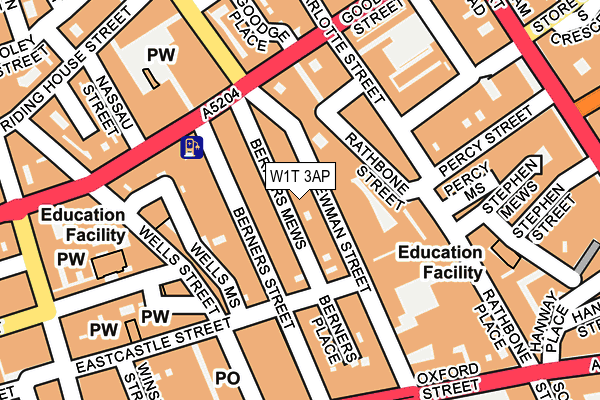 W1T 3AP map - OS OpenMap – Local (Ordnance Survey)