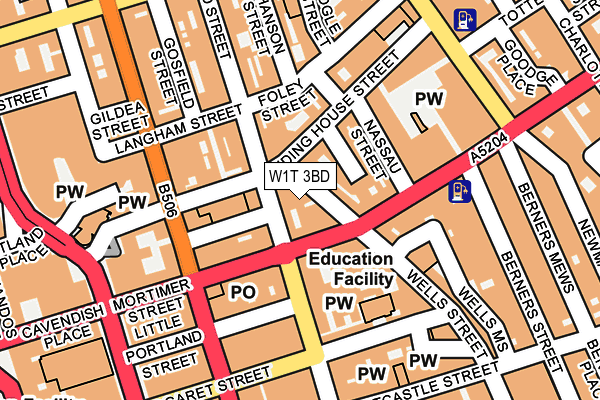 W1T 3BD map - OS OpenMap – Local (Ordnance Survey)