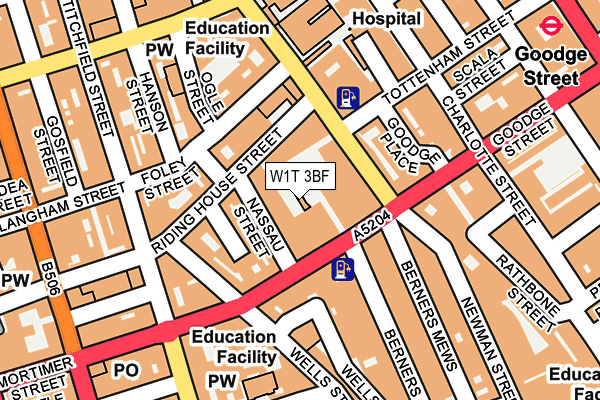 W1T 3BF map - OS OpenMap – Local (Ordnance Survey)