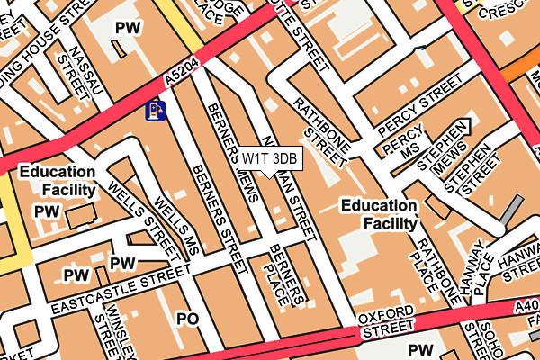 W1T 3DB map - OS OpenMap – Local (Ordnance Survey)
