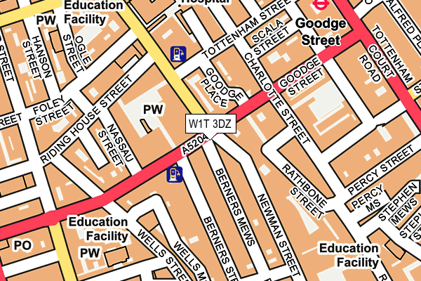 W1T 3DZ map - OS OpenMap – Local (Ordnance Survey)