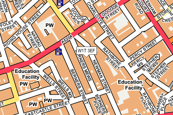 W1T 3EF map - OS OpenMap – Local (Ordnance Survey)