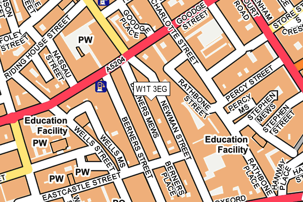 W1T 3EG map - OS OpenMap – Local (Ordnance Survey)