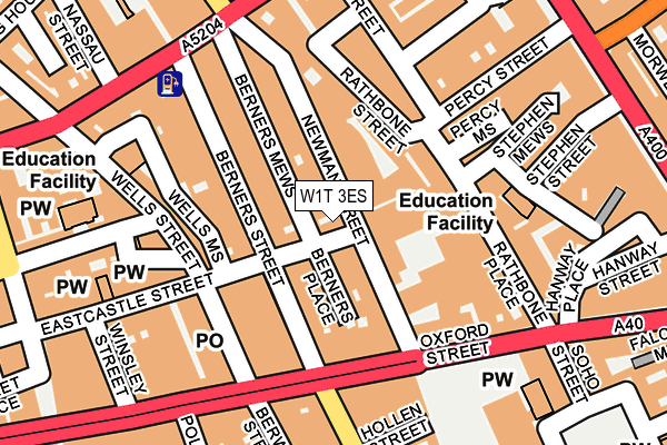 W1T 3ES map - OS OpenMap – Local (Ordnance Survey)