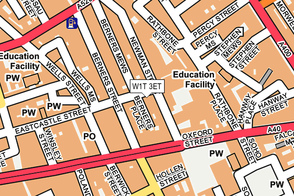 W1T 3ET map - OS OpenMap – Local (Ordnance Survey)