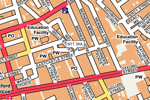 W1T 3HA map - OS OpenMap – Local (Ordnance Survey)