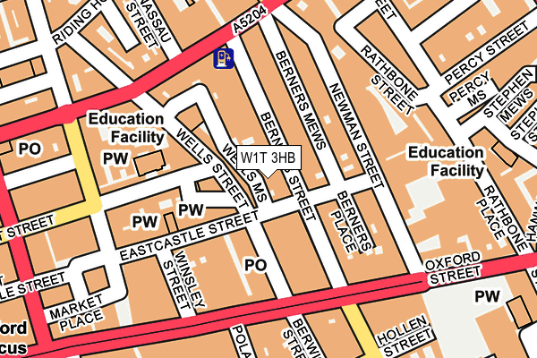 W1T 3HB map - OS OpenMap – Local (Ordnance Survey)