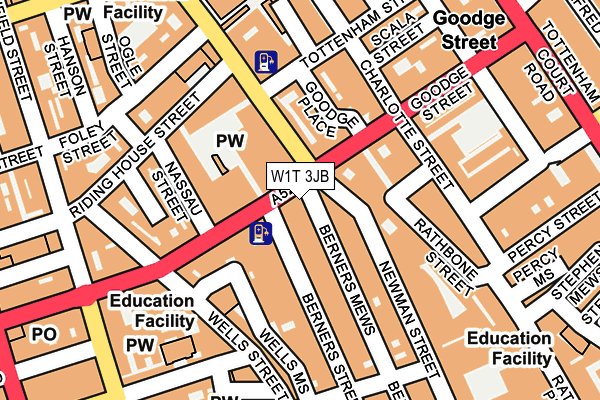 W1T 3JB map - OS OpenMap – Local (Ordnance Survey)