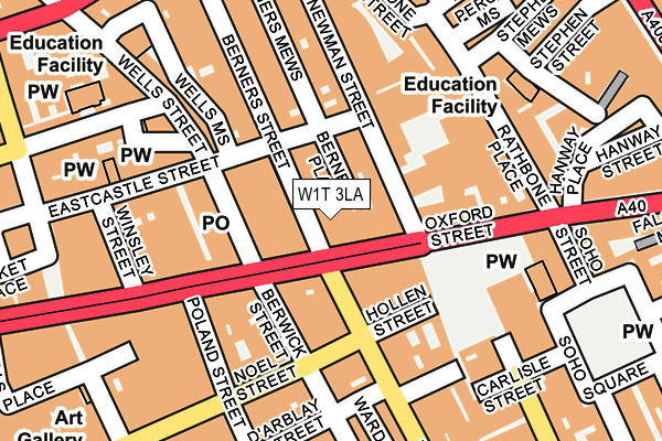 W1T 3LA map - OS OpenMap – Local (Ordnance Survey)