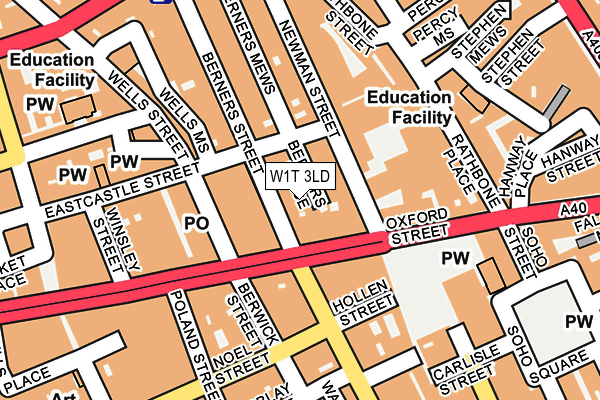 W1T 3LD map - OS OpenMap – Local (Ordnance Survey)