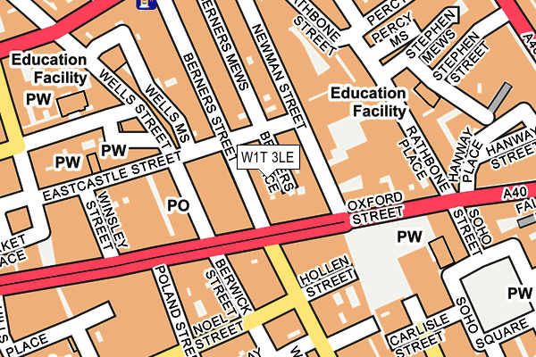 W1T 3LE map - OS OpenMap – Local (Ordnance Survey)