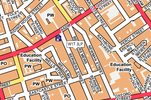 W1T 3LP map - OS OpenMap – Local (Ordnance Survey)