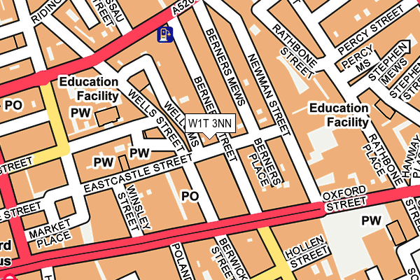 W1T 3NN map - OS OpenMap – Local (Ordnance Survey)