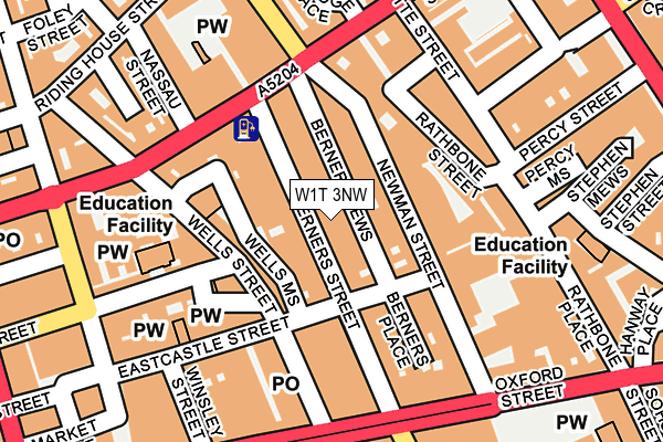 W1T 3NW map - OS OpenMap – Local (Ordnance Survey)