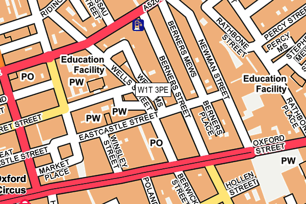 W1T 3PE map - OS OpenMap – Local (Ordnance Survey)